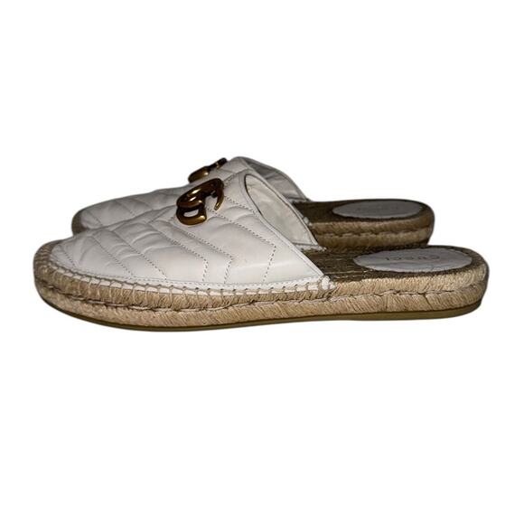 Gucci Quilted White Marmont Espadrille Mules Size 38 - Picture 6 of 12